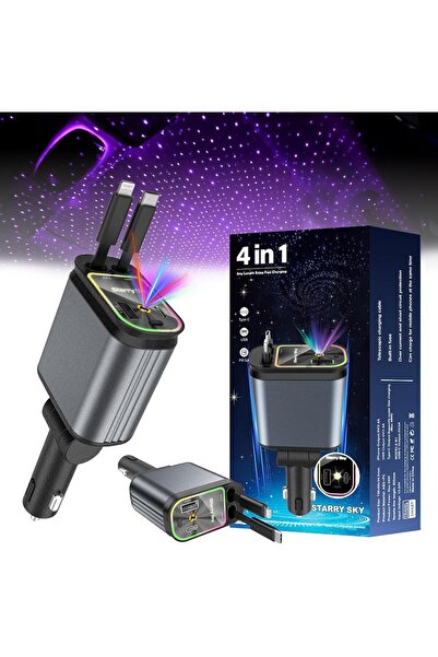 Generic Starry Sky 4-in-1 Car Charger with LED Projector, USB-C Quick Chargin...