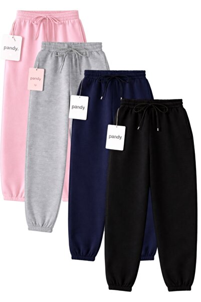 pandy 4'lü Unisex Paça Lastikli Tam Kalıp Eşofman Altı