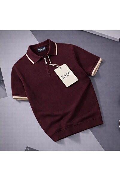 zs zaos fashion Ανδρικό πλεκτό μπλουζάκι poloyaka με μισό φερμουάρ, κανονική ...