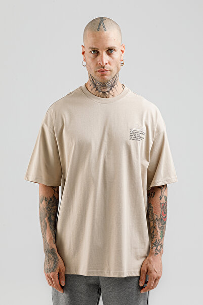 Airlife تي شيرت رجالي من Better Self 02'N I ذو قصة واسعة باللون البيج