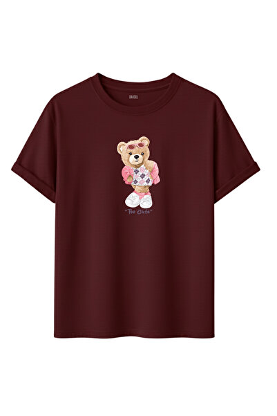 DK DAKSEL Tricou Daksel pentru femei, multicolor, cu imprimeu cu ursuleț de p...