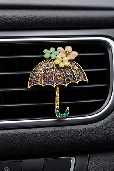 Efe Aks زينة مكيف هواء السيارة بتصميم مظلة مرصعة بالأحجار الملونة