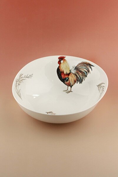 Bursa Porselen Dekor Rooster Large Size Porcelain Salad Bowl