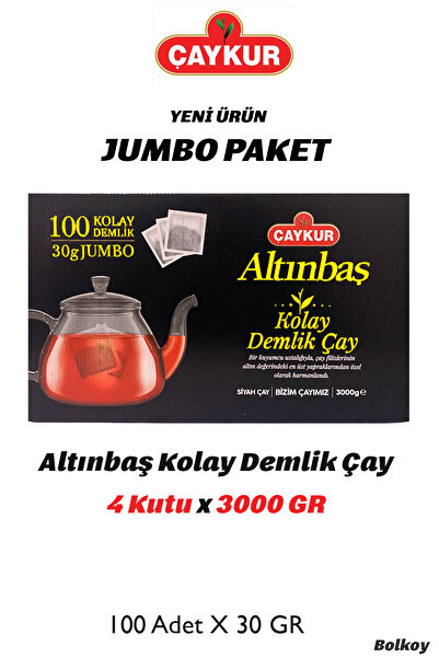 Çaykur Altınbaş Demlik Poşet Çay 100x30 3000 GR 4 Adet