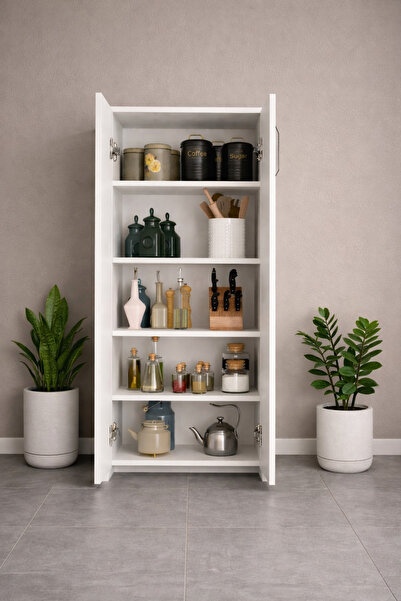 Naturel Kitchen 2 Kapaklı 5 Raflı Çok Amaçlı Dolap - Mutfak Dolabı - Banyo Do...