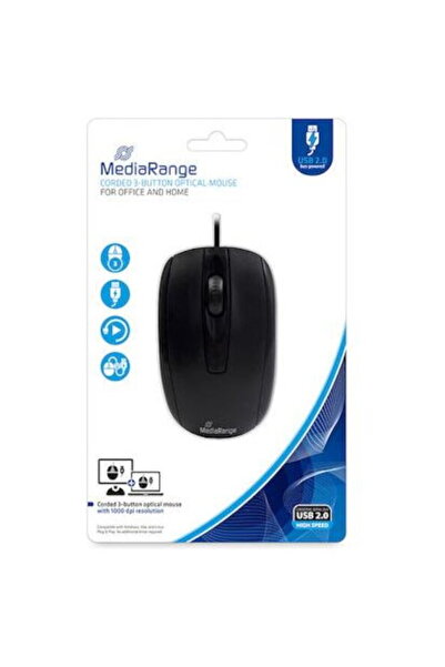 MediaRange MROS211 – Mouse cu fir USB, optic, 3 butoane + scroll, compact, cu...