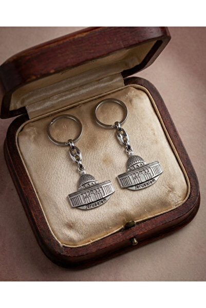 Zaytoon 2-Piece Icon of the Kubbet-Üs-Sahra Silver Color Designed Metal Keych...