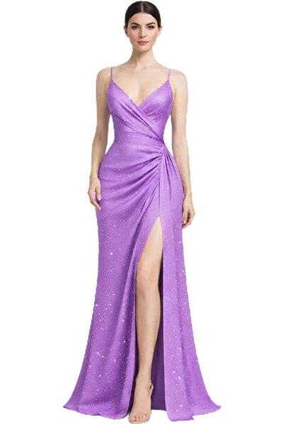CHEVALIER FASHION Women's Satin Evening Dress with Rhinestone Details