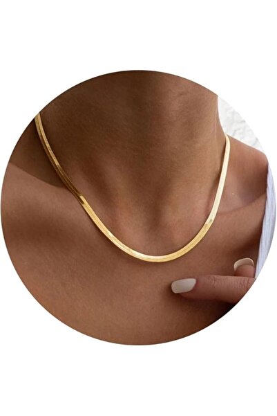 Ilinaa Colier Stil simplu rotund din oțel inoxidabil Auriu