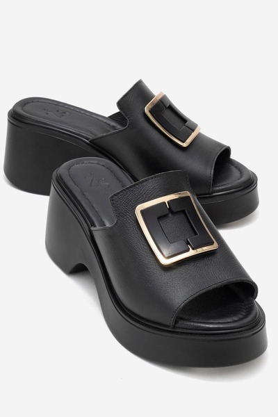 Zeynep Sıradağlı Papuci Cooper din piele naturală pentru femei, negri