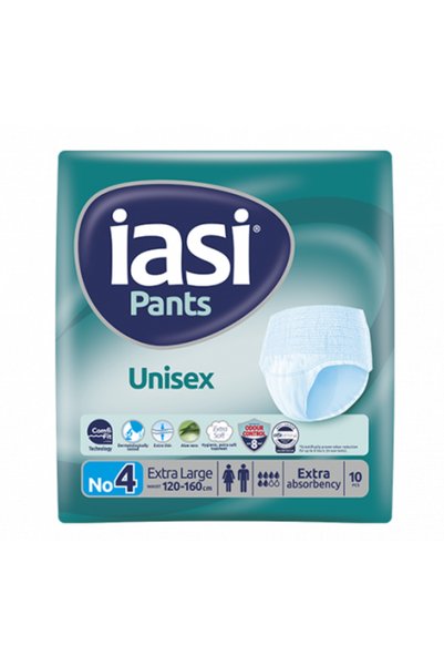 Iasi Set de 4 scutece pentru adulți tip chiloți pentru incontinență, unisex, mărimea XL, 10 buc.