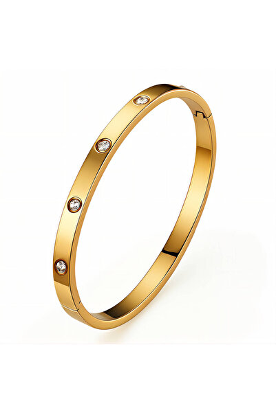 Ilinaa 18K gold-plated stainless steel bracelet, Intensity, with crystals