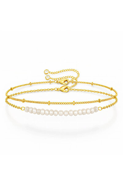 Ilinaa 18K gold-plated stainless steel bracelet, Intensity with pearls