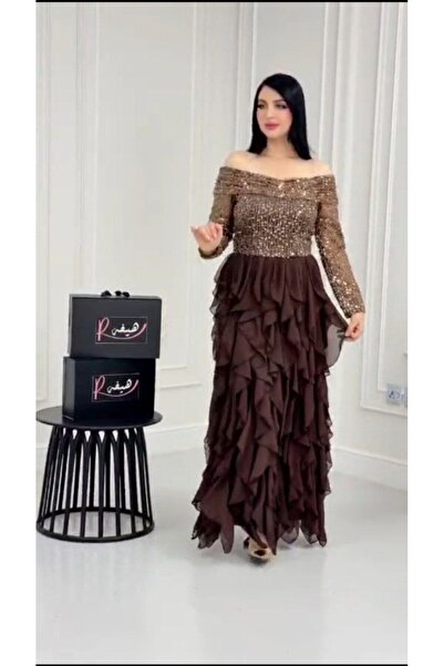 HASINA FASHION royal brown evening dress