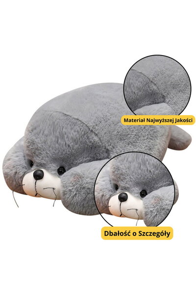 LeanToys Lean Toys Large Gray Seal Plush Toy, 29 cm