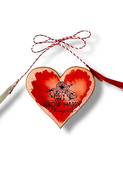 POPSİ Wooden Brooch - Heart 'Grow happy thoughts'