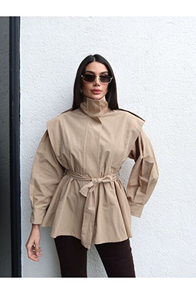 ESRAHELVACI High Collar Belted Trench