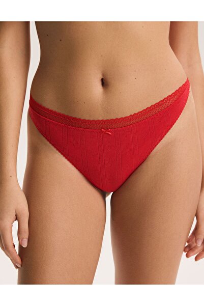 ESOTIQ BLOOVII Women's Cotton Thong Delicate Openwork Pattern Lace Details Cu...