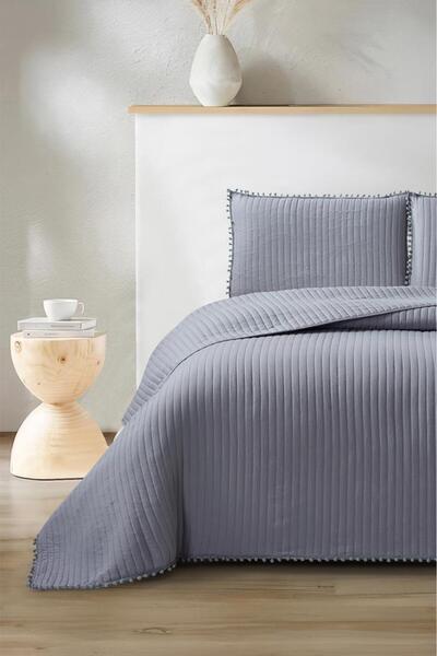 Çeyiz Diyarı Venice Fiber Filled Double 240X260 cm Bedspread Anthracite