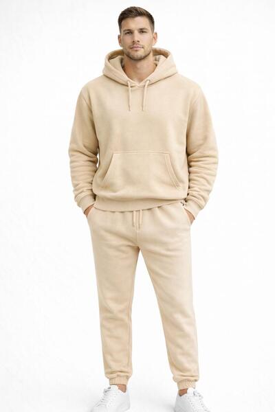 WENMİNG Men's Hooded Tracksuit Set 3 Yarn Regular Thick Fabric Comfortable Fi...