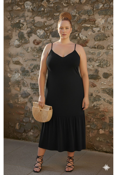 CNG MODA Rochie modală cu volane și fustă de mărime mare