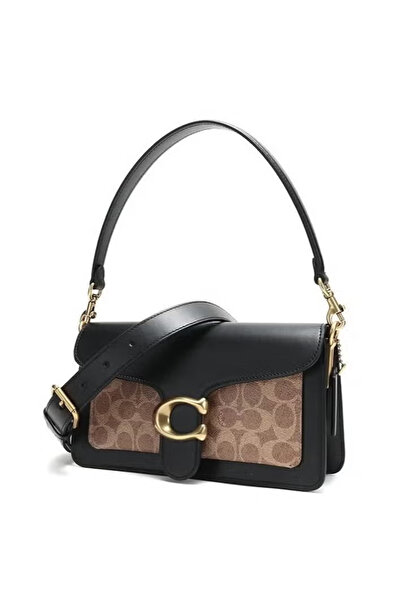 COACHOU حقيبة كتف/حقيبة كروس نسائية، بني/أسود، 26*7.5*15 سم