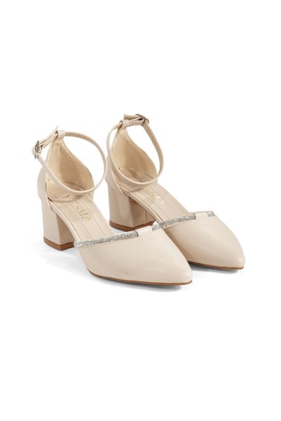 Y ESMA Ten Skin Stone-Studded 5 cm Coated Heel with Pointed Toe Newseason