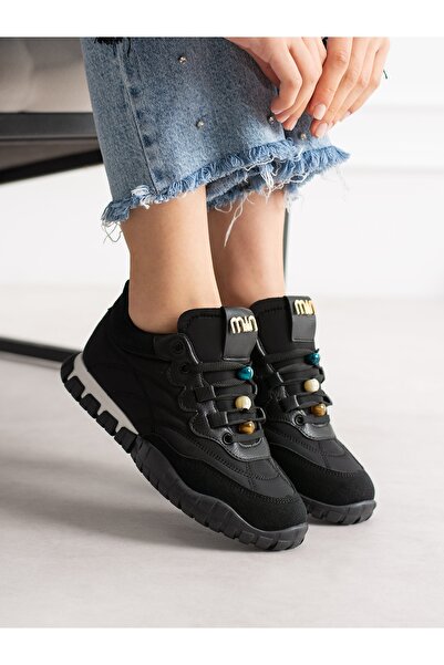 ALEMDAR AYAKKABI Cortina Black Lace-Up Women's Sneakers