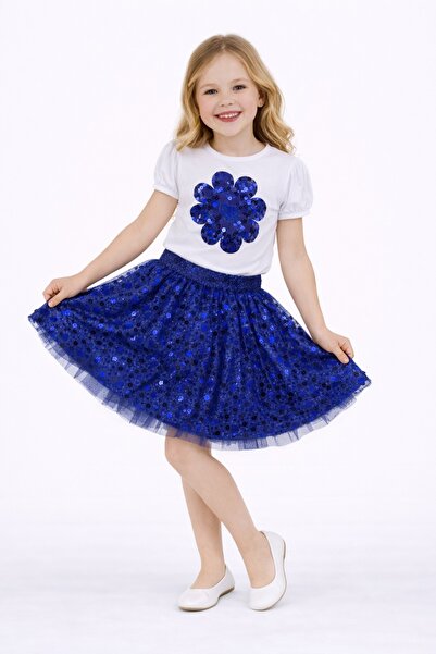 Nacar 23 Nisan 29 Ekim Gösteri Kıyafeti Kız Çocuk Payet Çiçek Baskılı Tüllü E...