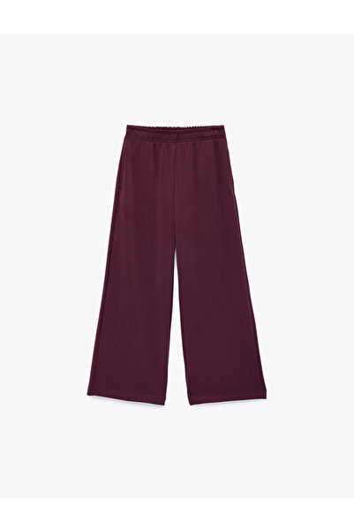 Koton Pantaloni cu talie elastică, din amestec de viscoză, cu picior larg