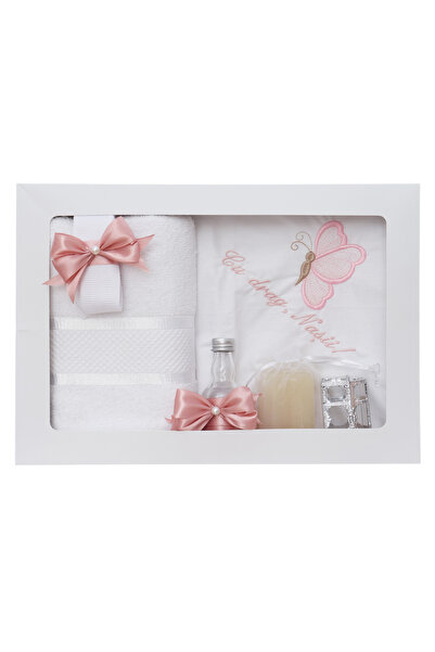 Recostore Trusou botez fete cu Fluture, roz pudrat, 7 piese, Recostore®, REC5...