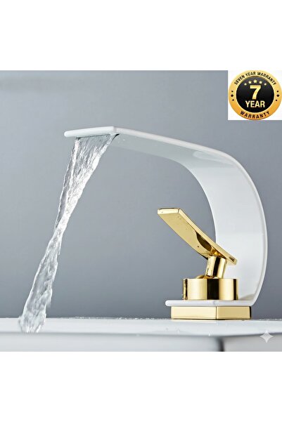 OEM Bathroom Sink Faucet White Gold Waterfall Design New Model Imported with ...