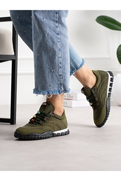 ALEMDAR AYAKKABI Cortina Green Lace-Up Women's Sneakers