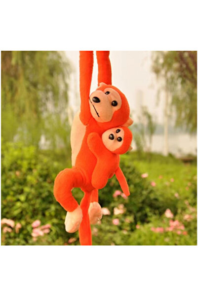 LeanToys Lean Toys Maimuță de pluș cu mascota portocalie 90 cm