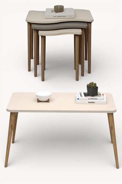 Monte Sehpa Soul Gofrato Orta Sehpa ve Zigon Sehpa Set