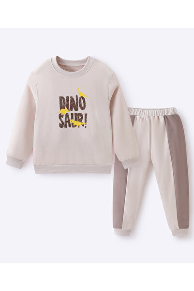 SAPS Top and Pants Set with Text print - Khaki