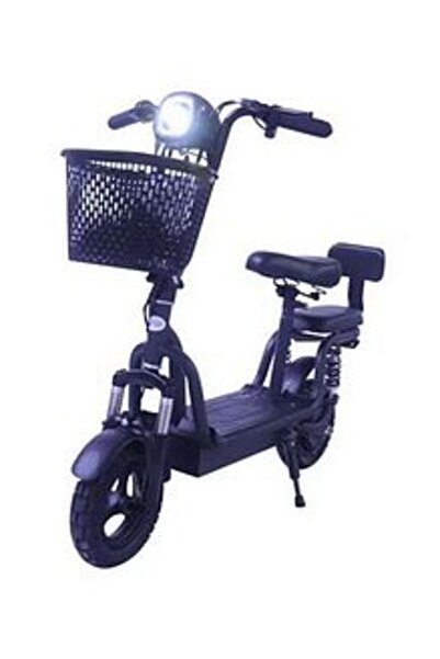 Fun Moment 48V Electric Scooter With Front Basket And Dual Seats - Black
