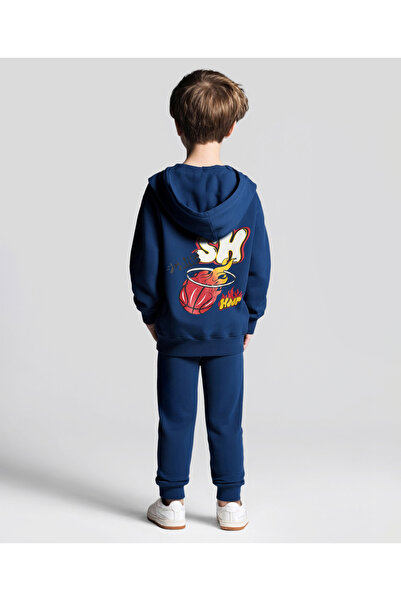 Primo Gino Oversized Graphic Text-Print Hoodie & Jogger Pants Co-ords Set - N...