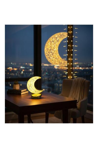 BEST PARTİ Dekoratif Ay Işığı Kristal Hilal Masa Lambası