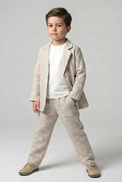 DMB BOYS & GIRLS بدلة رياضية من القطن للأولاد مع سترة من الكتان