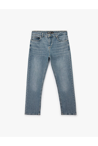 Koton Normal Waist Cotton Pocketed Straight Fit Jean Trousers - Mark Jean