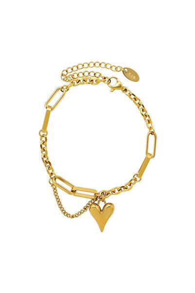 Ilinaa Bratara "Hearts" din otel inoxidabil placat cu aur de 18K, Intensity