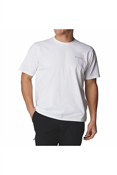 Columbia Tricou alb cu gât rotund pentru bărbați Sun Trek
