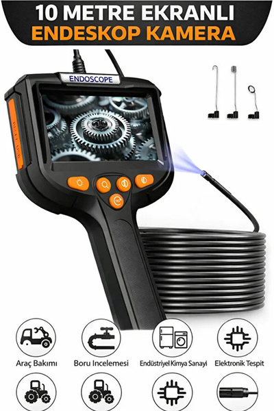 Vothoon Monitörlü Tek Kameralı 10 Mt Sert Kablo Yılan Endoskop Kamera 5,5 mm ...