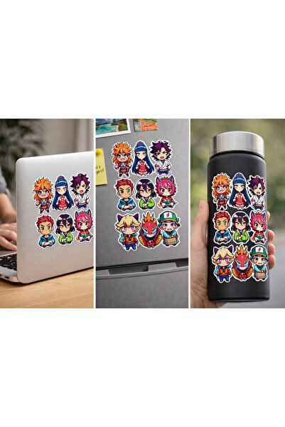 Limitless Design مجموعة ملصقات أنيمي تشيبي (22x30 سم) - ملصقات للابتوب والدفت...