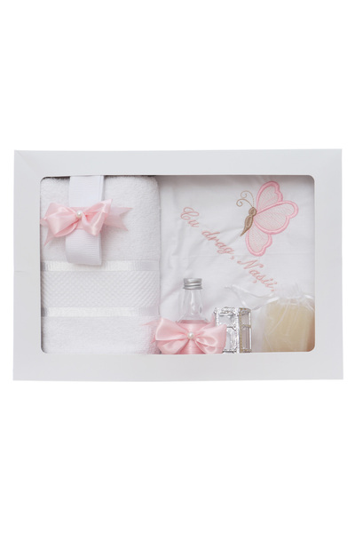 Recostore Trusou botez fete cu Fluture, roz, 7 piese, Recostore®, REC50012/18