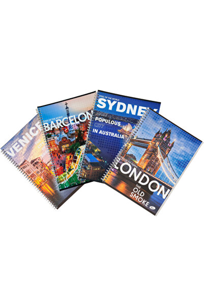 Vexio Caiet spiralat A4, 70 de coli, 70 g/m², design Orașe ale lumii