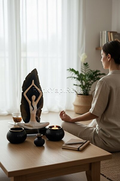 RENK YAPI RÜYASI YOGA -PLATES YAPAN KADIN MEDİTASYON TEMALI HEYKEL FİGÜR ZEN ...