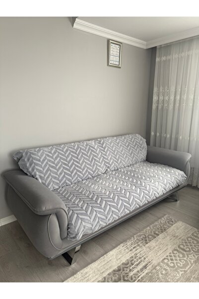 bayezid Koltuk örtüsü açık gri kaymaz tabanlı (süngerli) 200 x 170