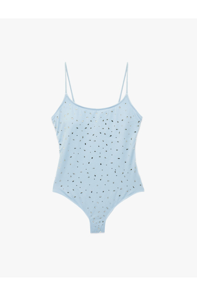 Koton U Yaka İnce Askılı Taşlı Mayo